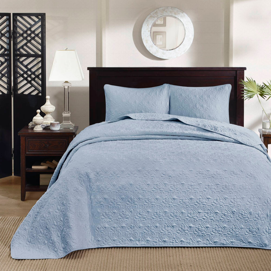Quebec - King Reversible Bedspread Set - Blue