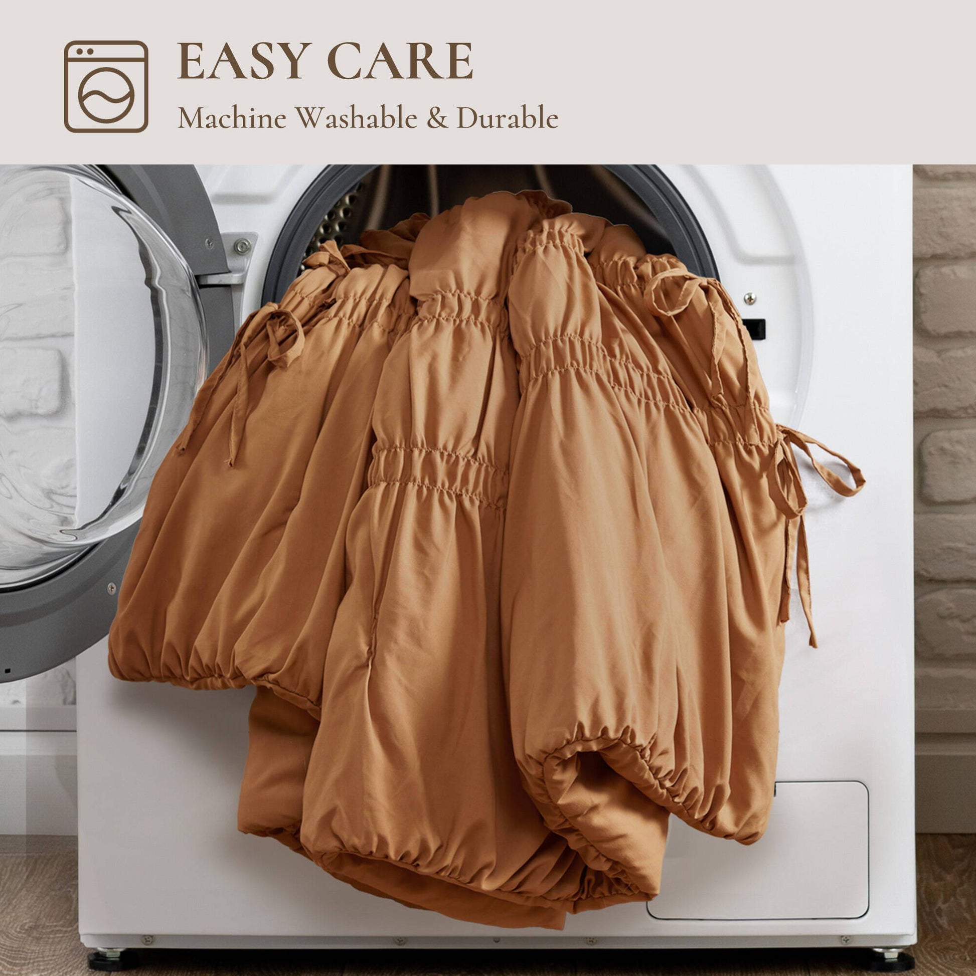 Mia - 3 Piece Queen Comforter Set - Brown