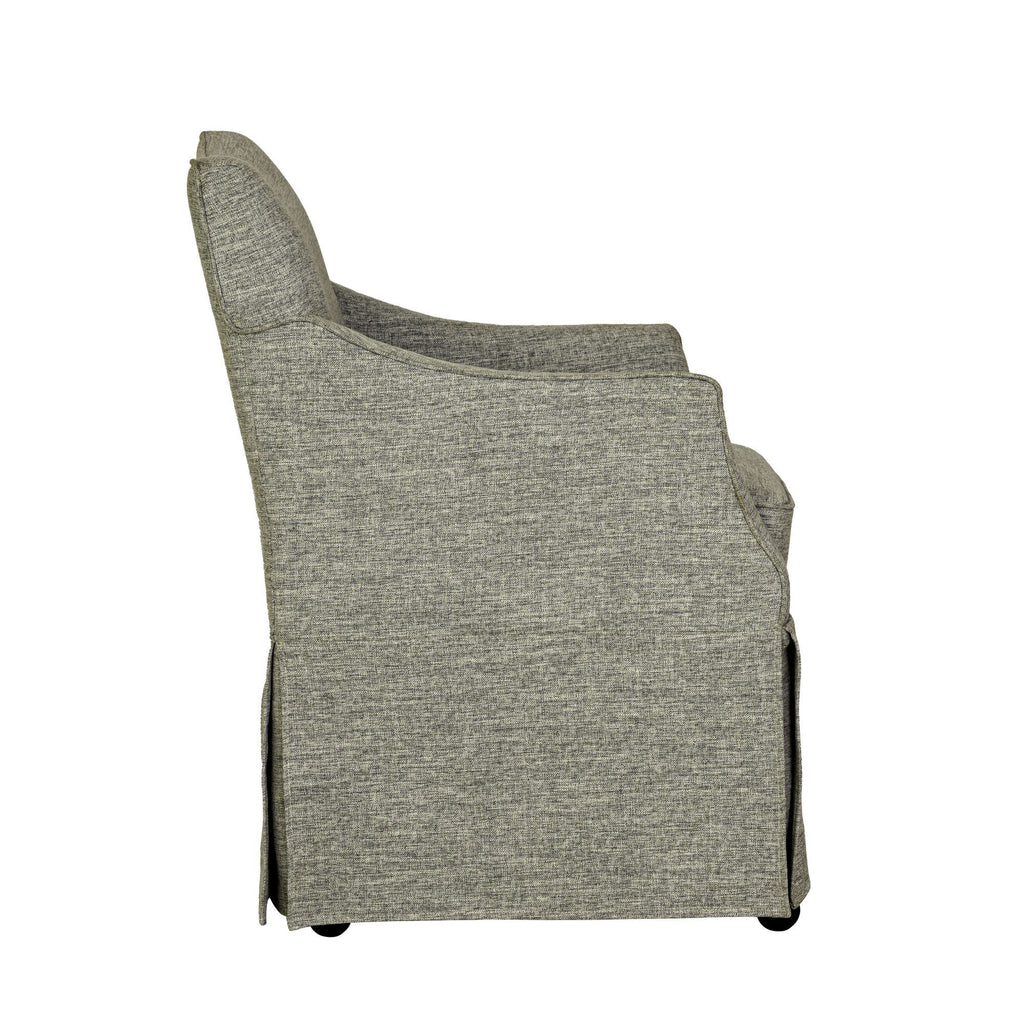 London - Upholstered Skirted Dining Arm Chair With Hidden Casters - Gray