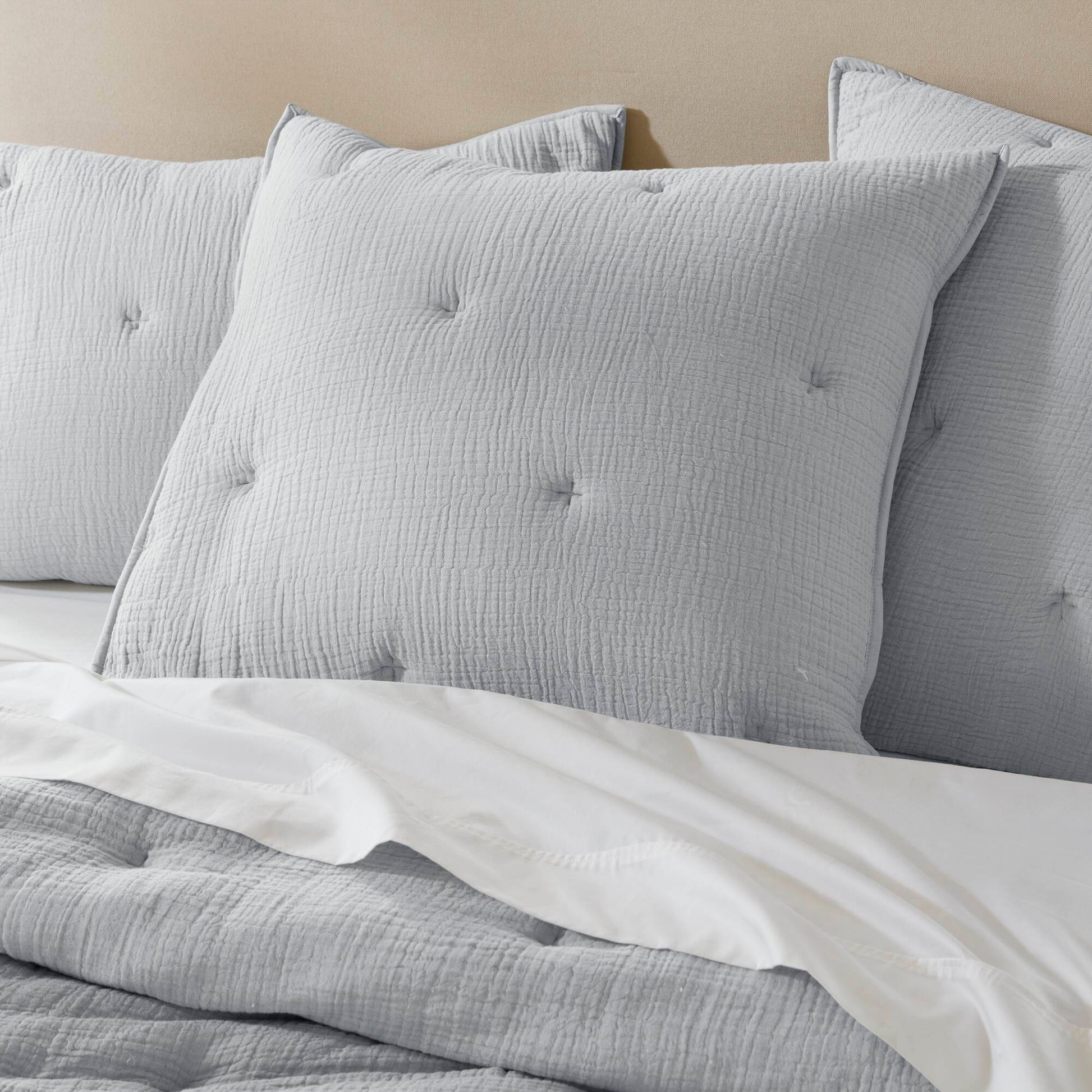 Breeze - Gauze Embroidered Euro Sham - Blue