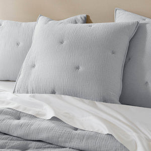 Breeze - Gauze Embroidered Euro Sham - Blue