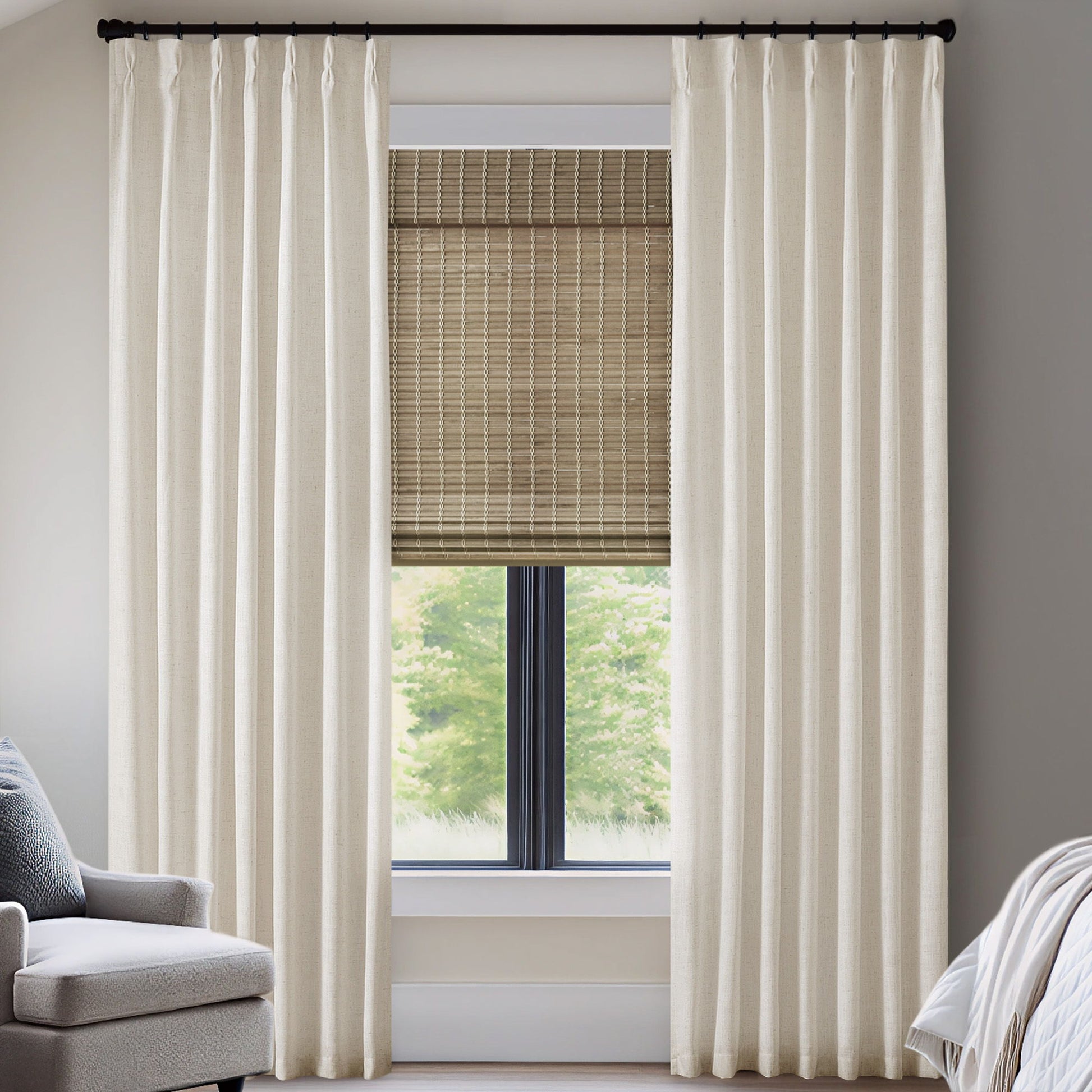 Emery - 40*102" 300GSM Poly Linen With 7 Pinch Pleat Per Piece - Ivory