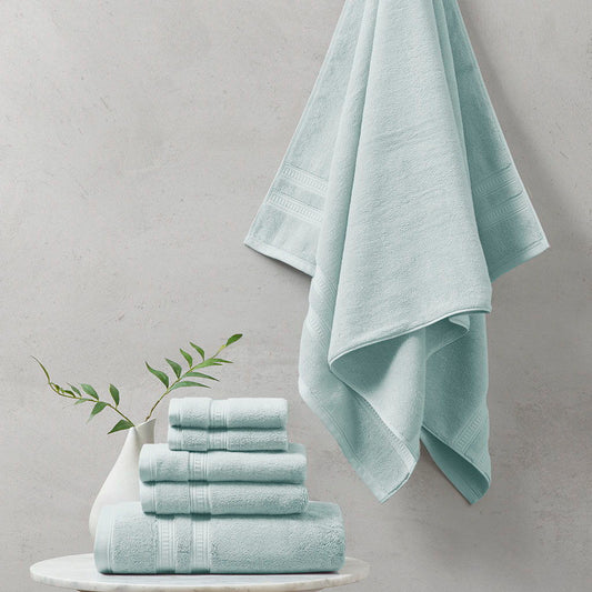 Plume - 100% Cotton Feather Touch Antimicrobial Towel 6 Piece Set - Seafoam