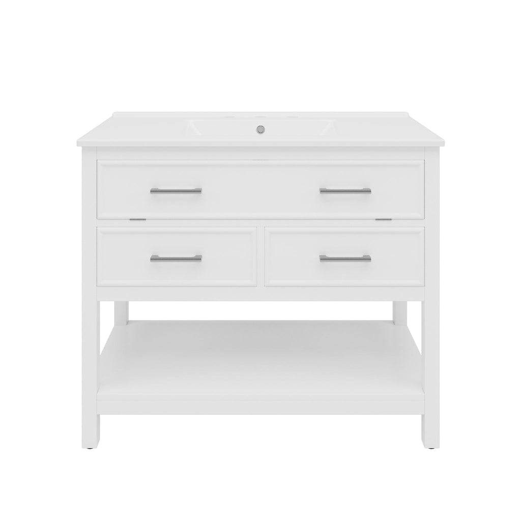 Bathroom Vanity With Ceramic Sink, Tip Out Tray & 2 Full Extension Drawers