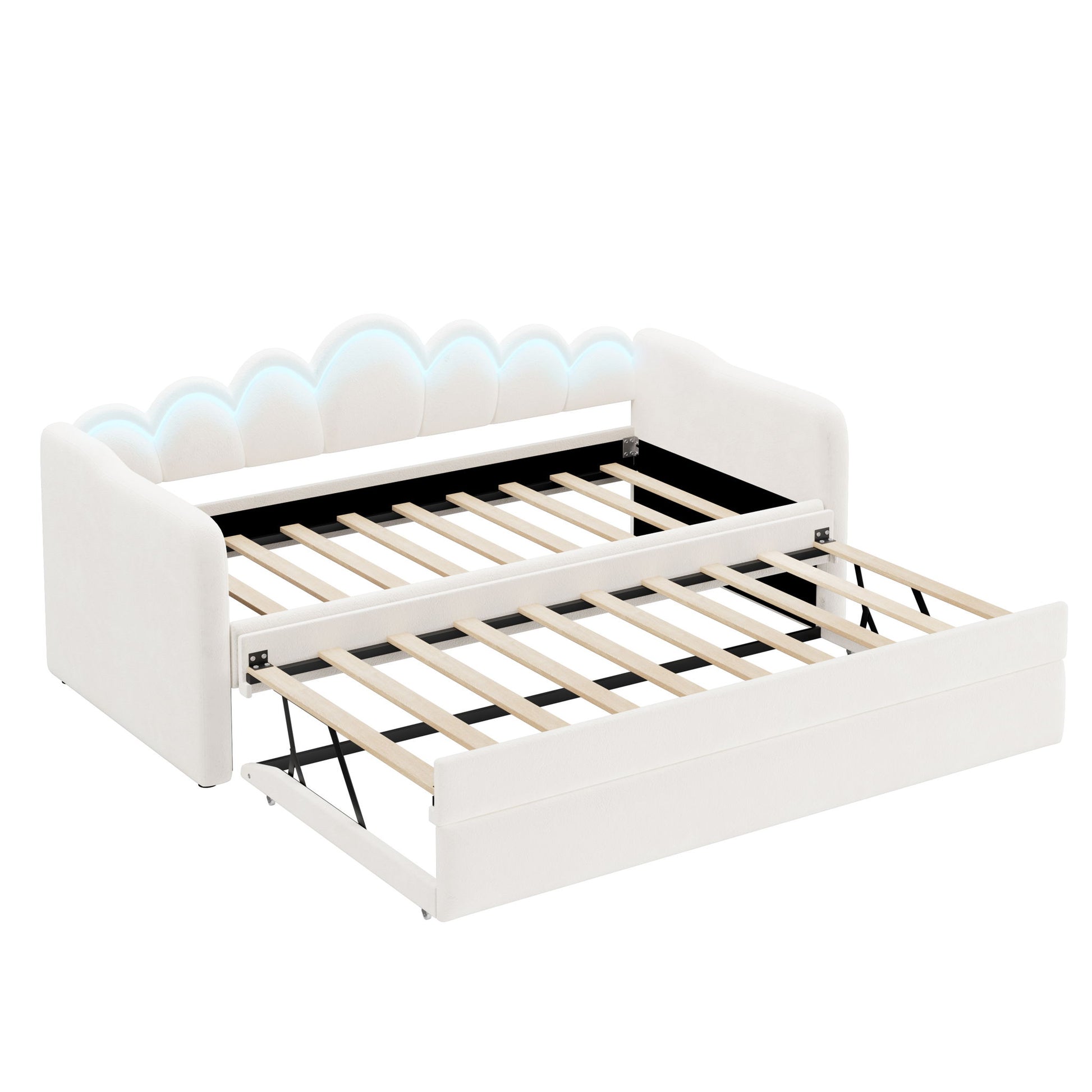 Upholstered Daybed With Adjustable LED Trundle
