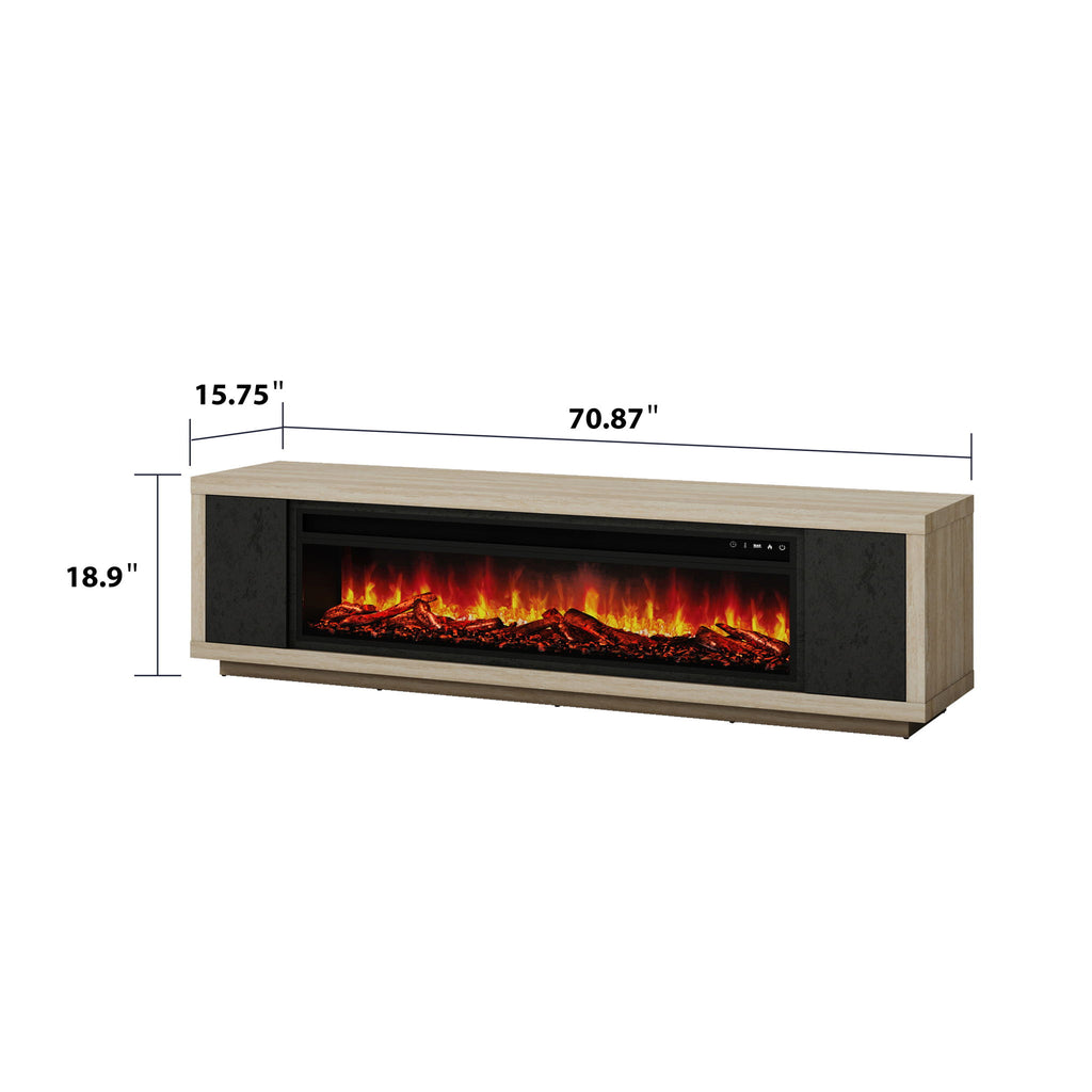 Fireplace TV Stand - Beige / Black