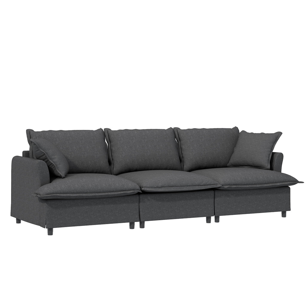 Living Room Set Modular Sectional Couch, Upholstered Sofa & Armchair & Movable Ottoman