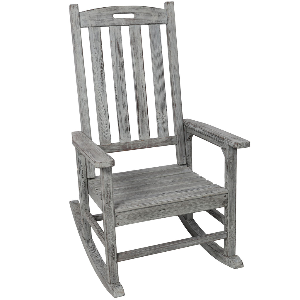 Oversized Porch Rocker Chair With Wide Seat And Tall Backrest