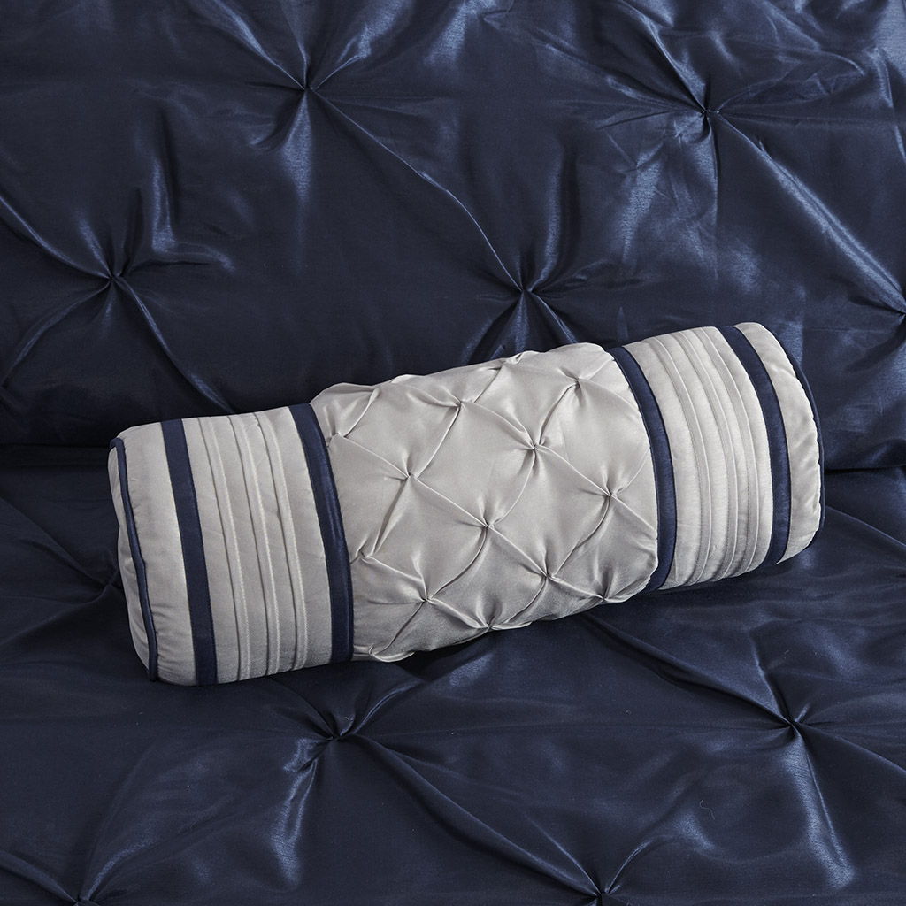 Laurel - King 7 Piece Tufted Comforter Set - Navy
