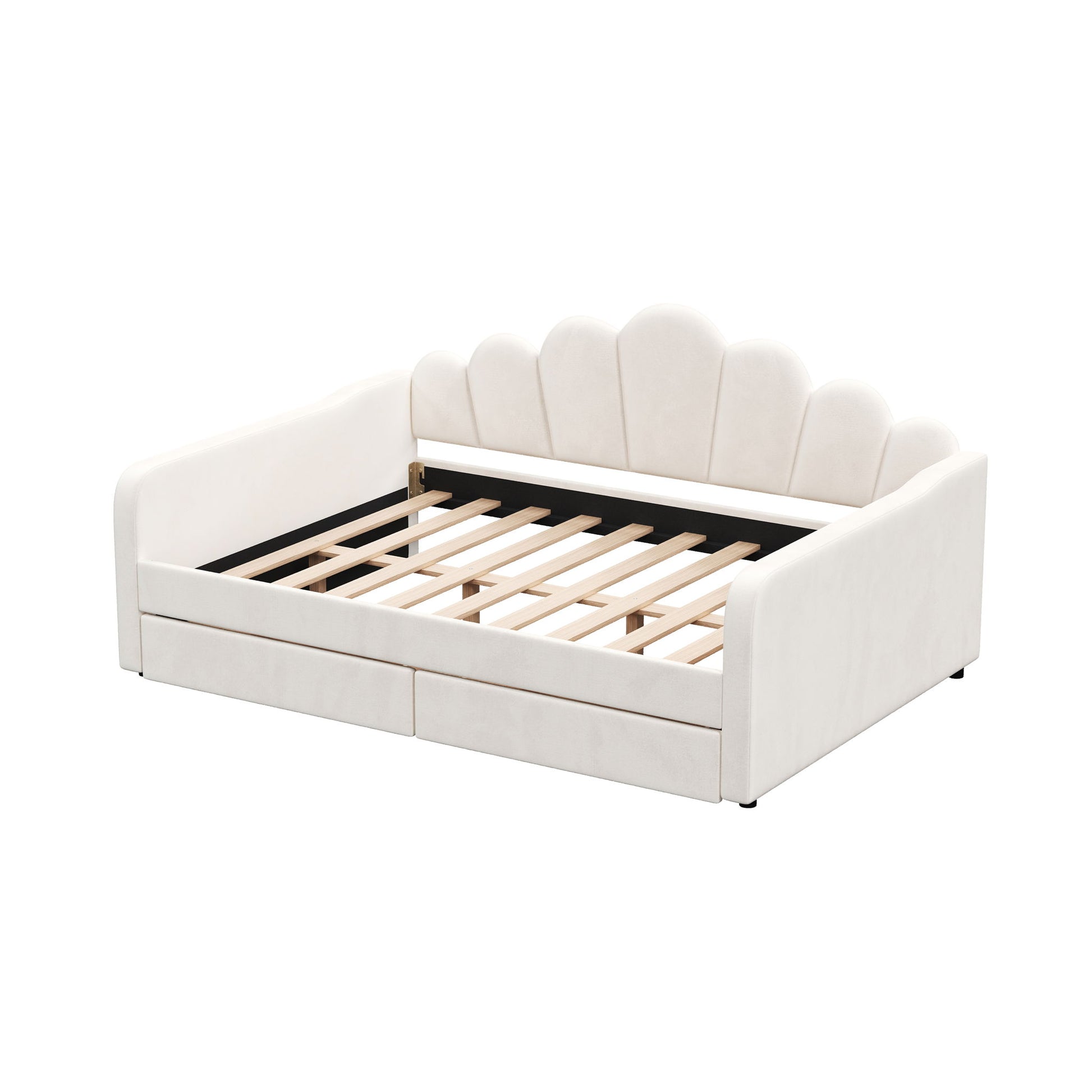 Shell Shaped Upholstered Daybed Frame With Slats