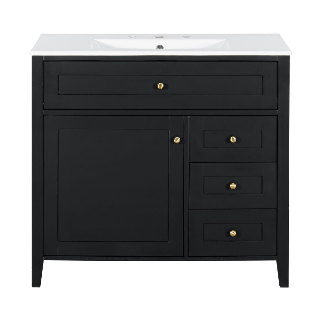 Bathroom Vanity With Sink, Cabinet With 3 Drawers And Adjustable Shelf