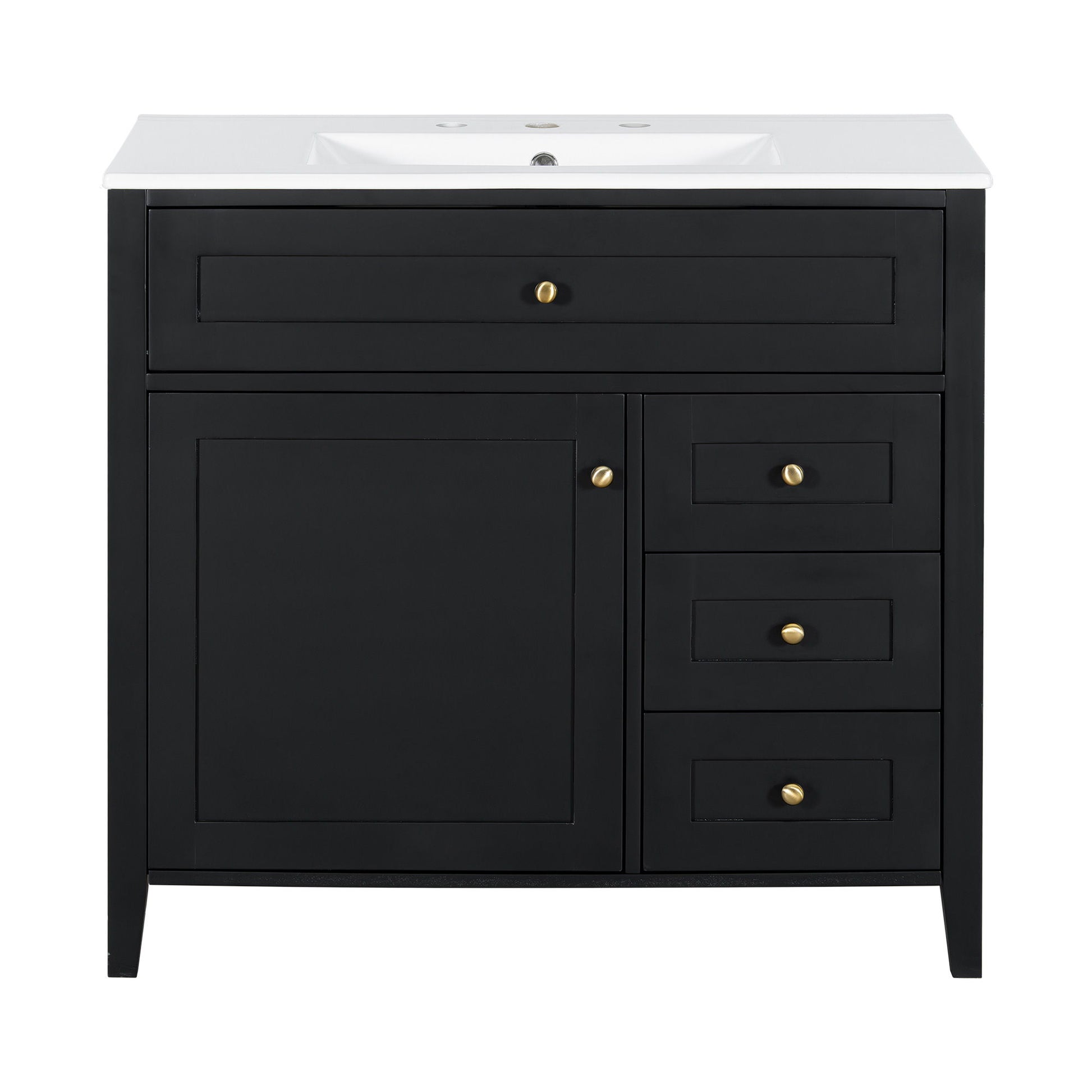 Bathroom Vanity With Sink, Cabinet With 3 Drawers And Adjustable Shelf