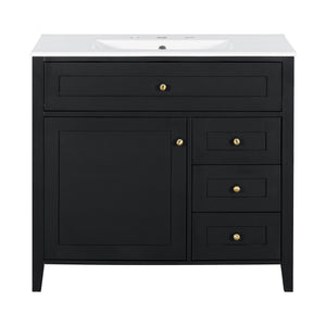Bathroom Vanity With Sink, Cabinet With 3 Drawers And Adjustable Shelf
