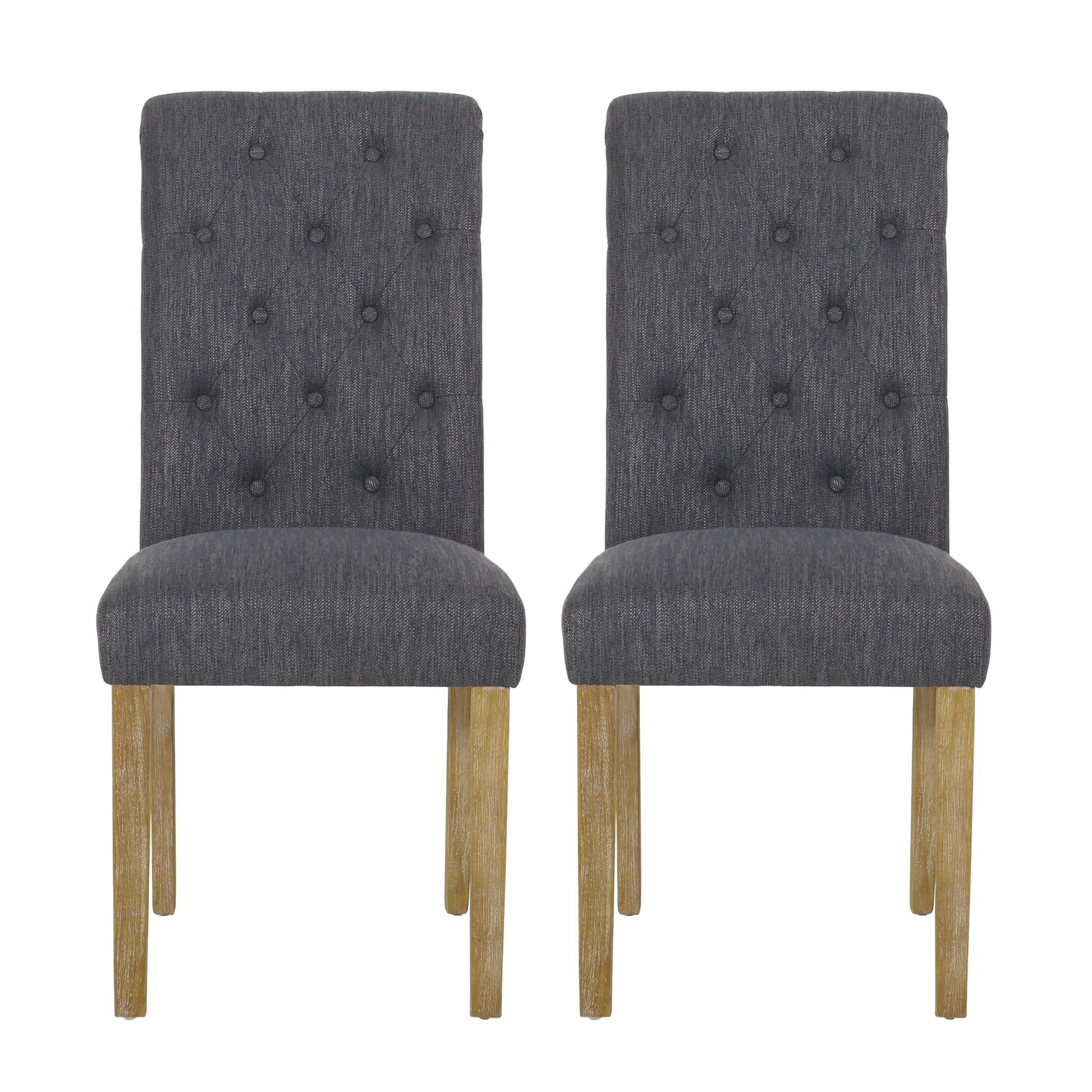 Contemporary Dining Chair (Set of 2) With Button Tufted Design - Charcoal