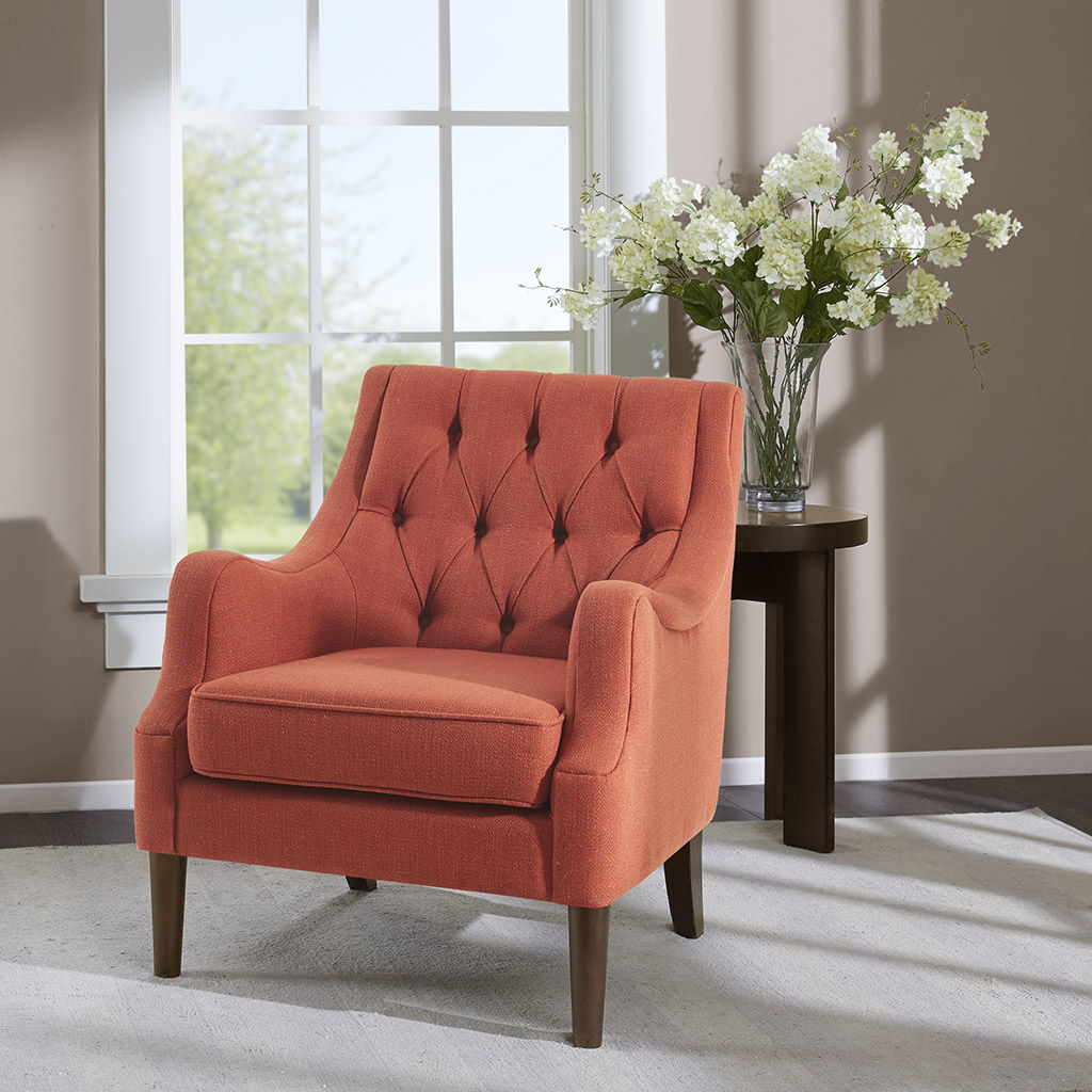 Qwen - Button Tufted Accent Chair - Spice