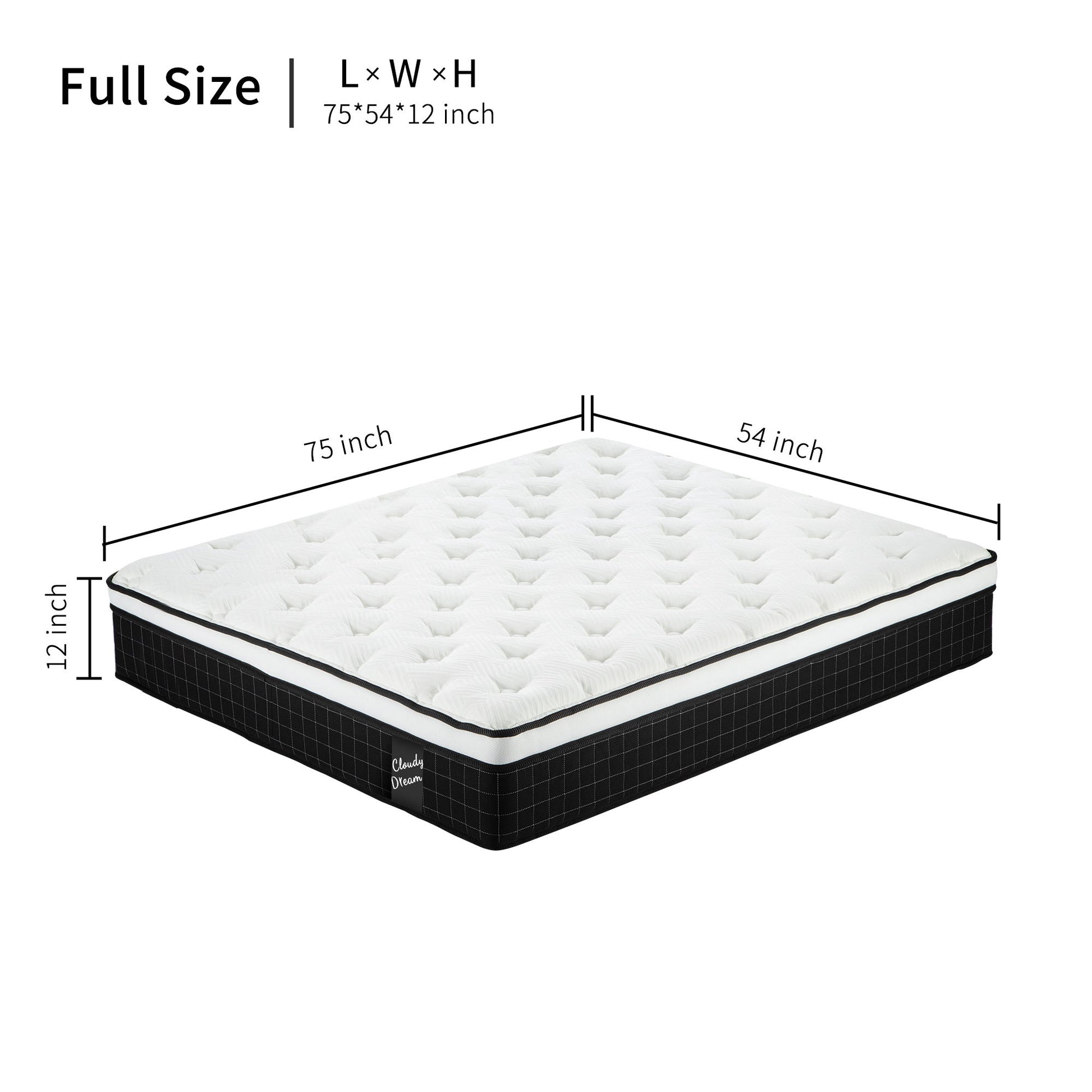 12" Hybrid Mattress With Individual Pocket Spring, Comortable Memory Foam