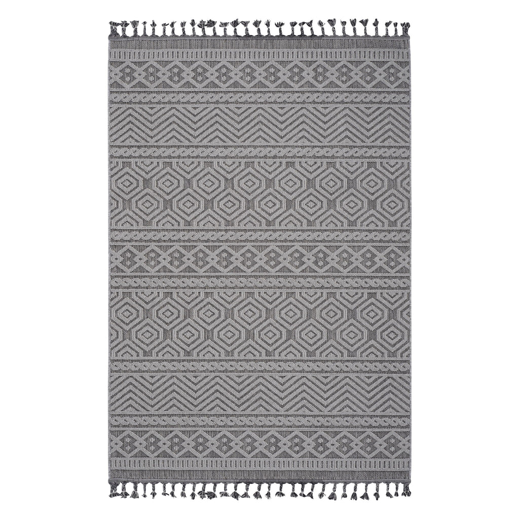 Guros - 6' X 9' Geometric Indoor / Outdoor Area Rug - Gray / White