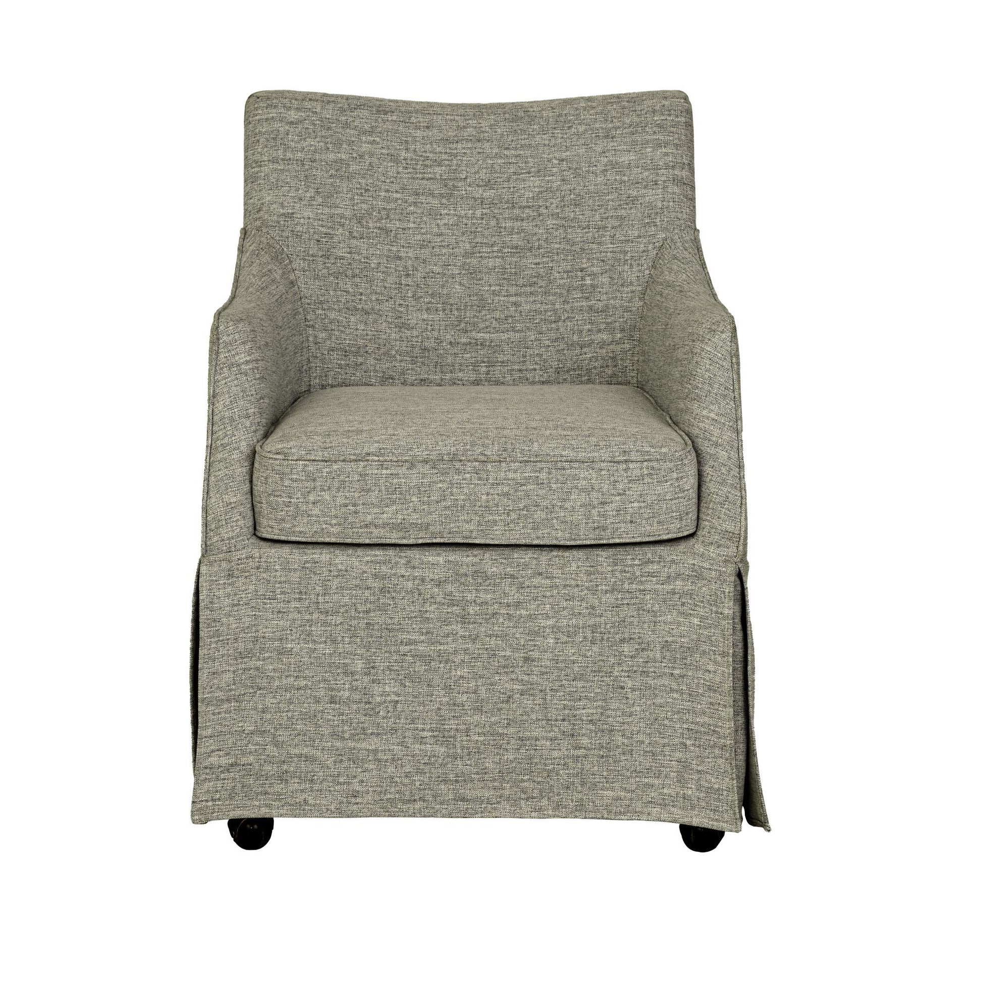 London - Upholstered Skirted Dining Arm Chair With Hidden Casters - Gray