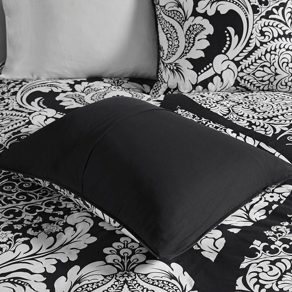 Vienna - 7 Piece Cotton Printed Comforter Set - Black