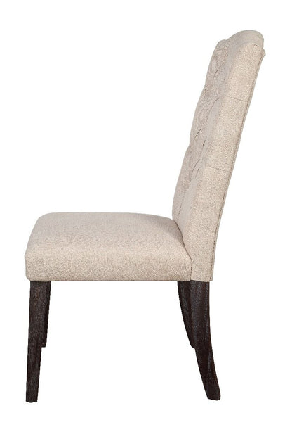 Gerardo - Side Chair (Set of 2) - Beige Linen & Weathered Espresso