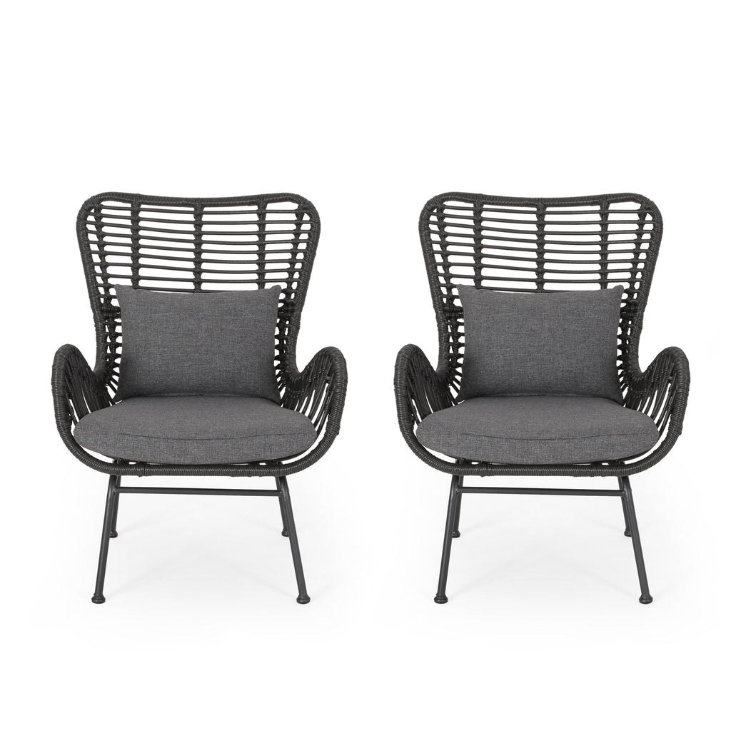 Modern Aesthetic Outdoor Rattan Accent Chair With Metal Legs
