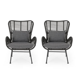 Modern Aesthetic Outdoor Rattan Accent Chair With Metal Legs