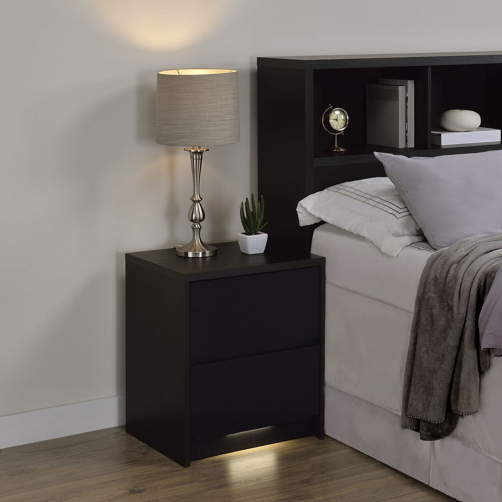 Transitional Nightstand With Dual USB Charging And Motion Sensor Light