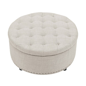 Tufted Storage Ottoman - Almond