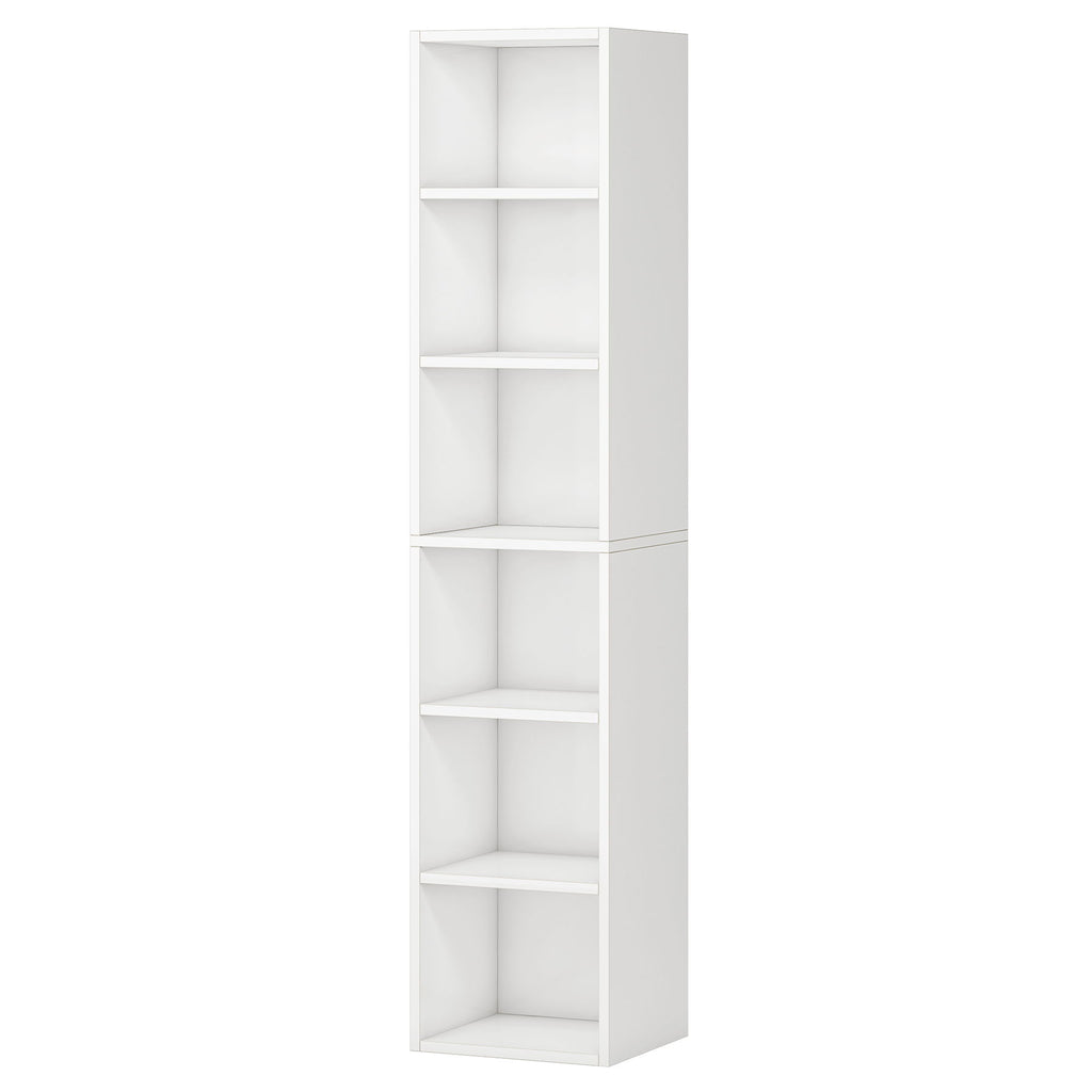 6 Tier Narrow Corner Cube Bookcase Storage, Freestanding Shelf With Open Cubes For Living Room