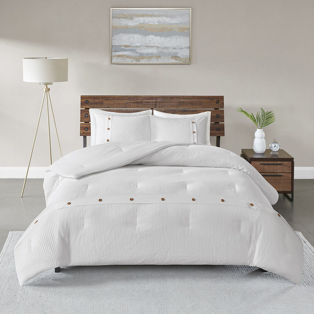 Finley - King Waffle Weave Comforter (Set of 3) - White