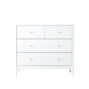 4 Drawer Kids Dresser With Antique Brass Pulls - White