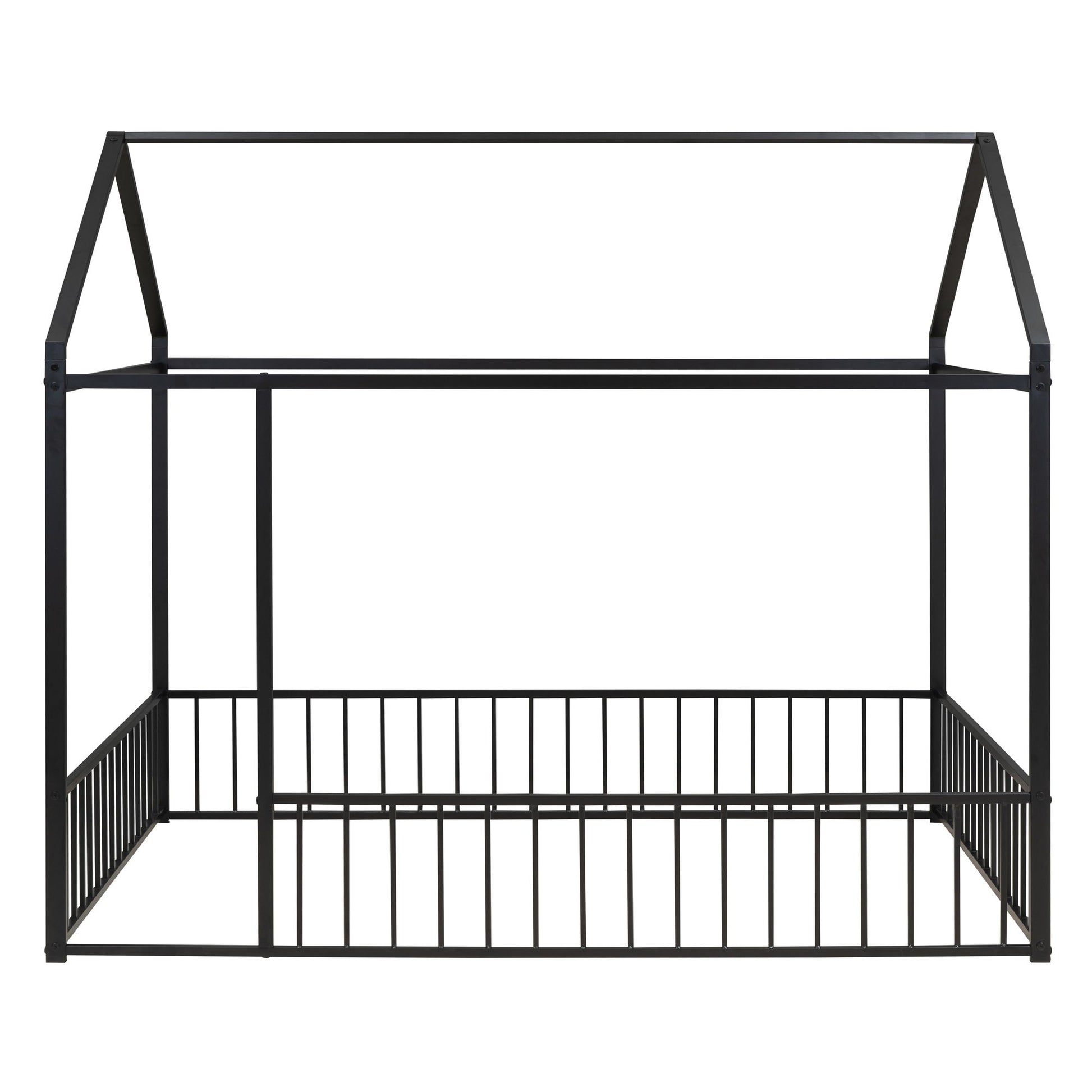 Metal Bed House Bed Frame With Fence