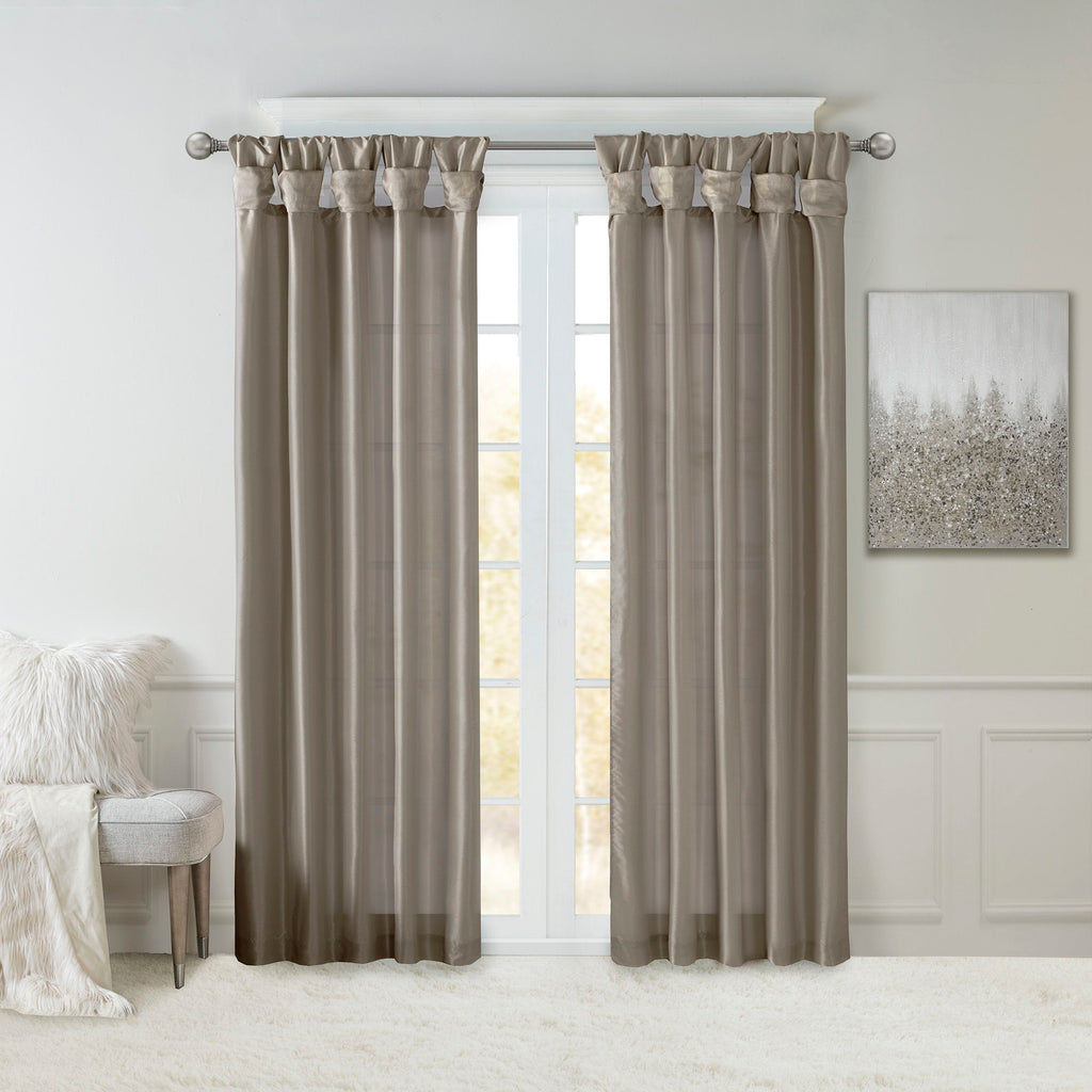 Emilia - 84" Twist Tab Lined Window Curtain - Pewter