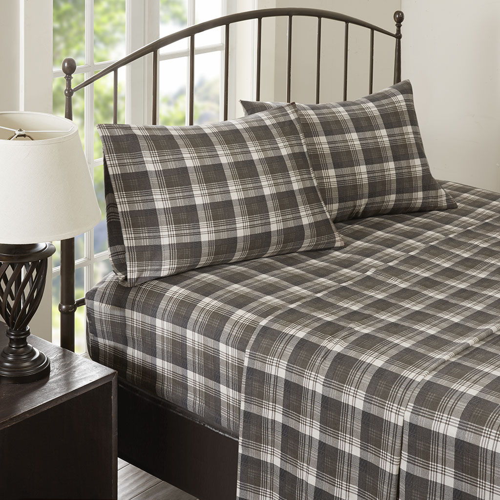 Flannel - King Sheet Set - Brown Plaid