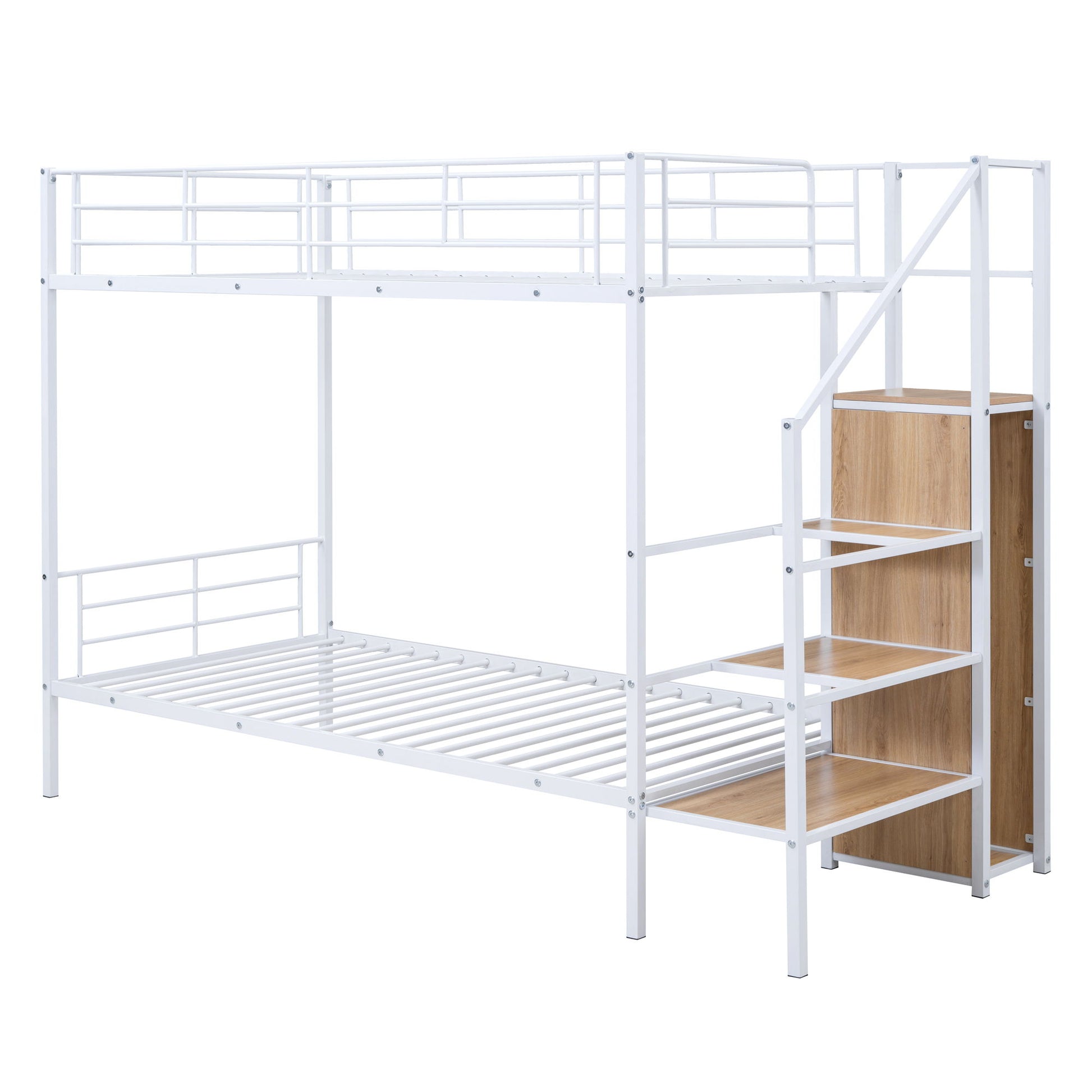 Bunk Bed With Lateral Storage Ladder And Wardrobe
