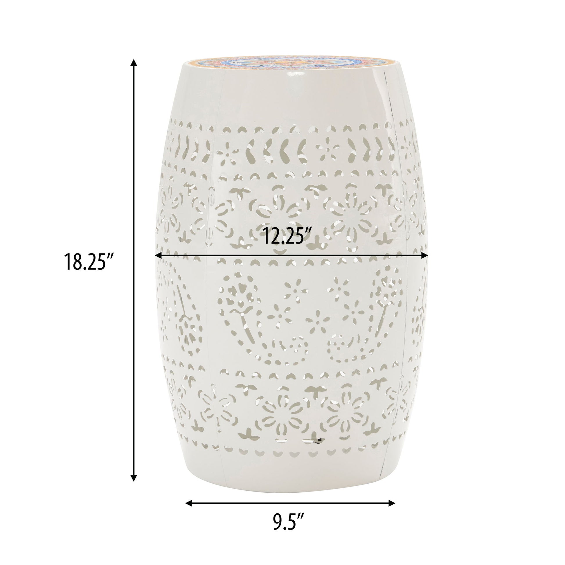 Ruby - Boho Mosaic Side Table With Ceramic Tile Top