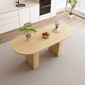 Oval Dining Table With Slim Base - Light Walnut