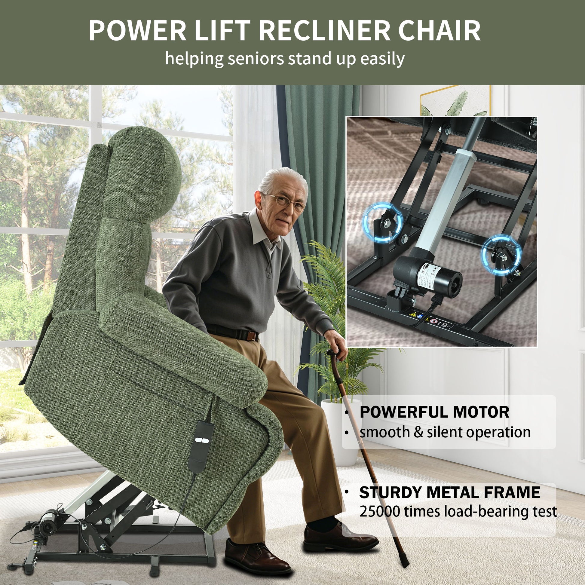 Oversized Power Lift Recliner Chai With Remote Control, Side Pocket, Spacious Seat