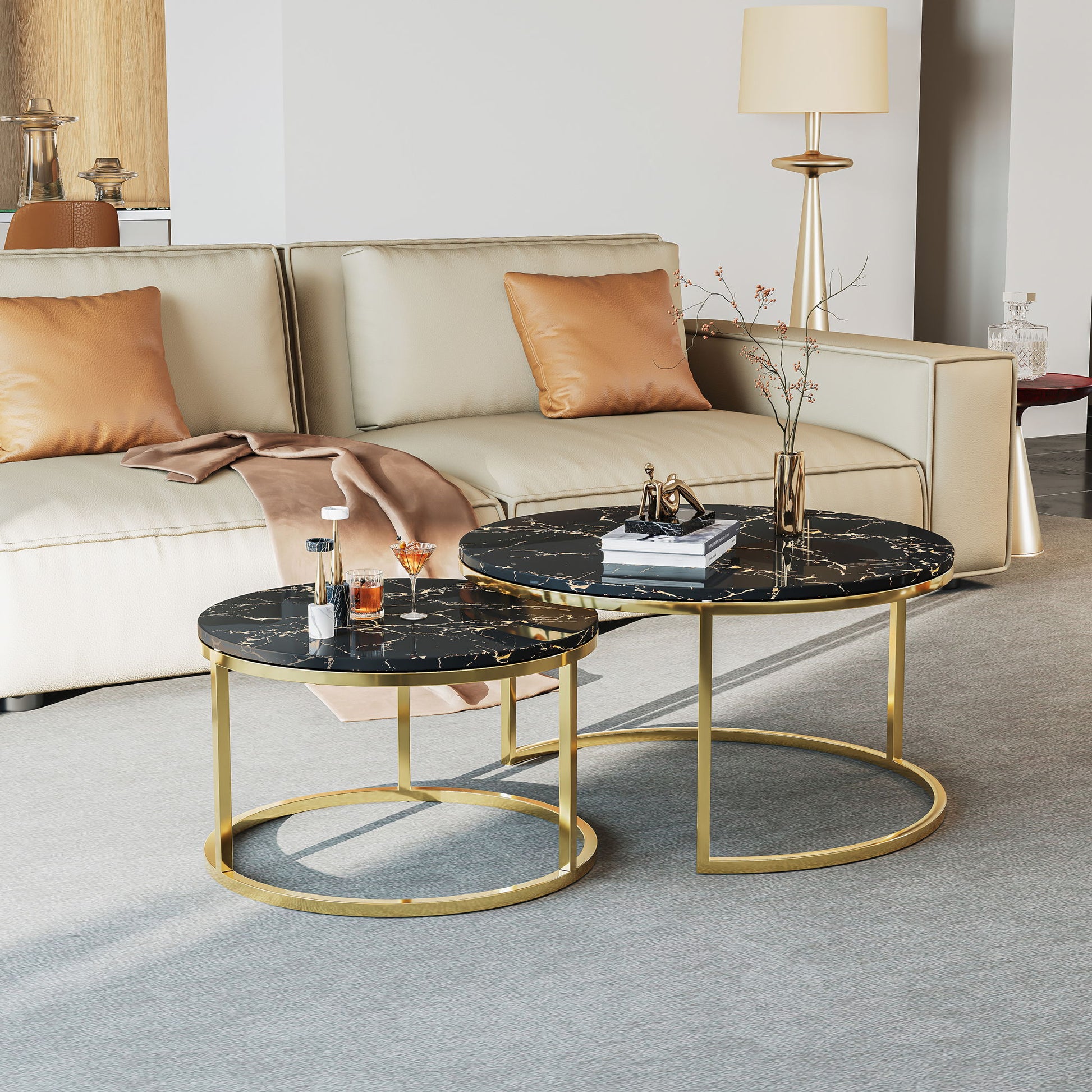 2 Piece Nesting Coffee Table Set For Living Room