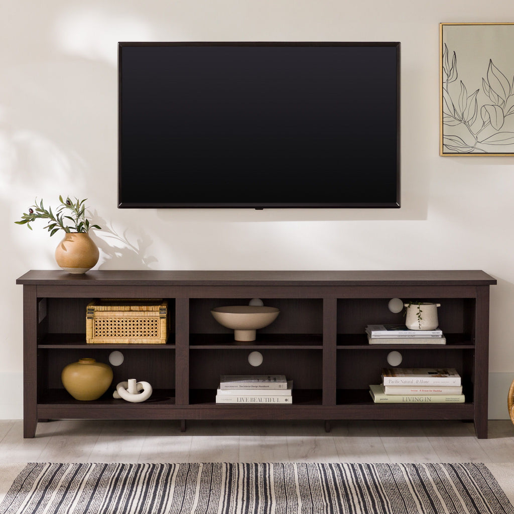 Modern Transitional 3 Shelf Open Storage 70" TV Stand For 80" TVs