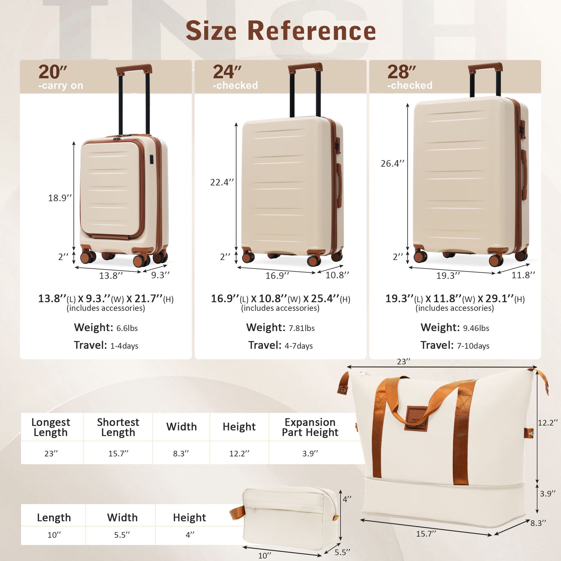 Hardside Luggage Set 5 Piece With Front Opening
