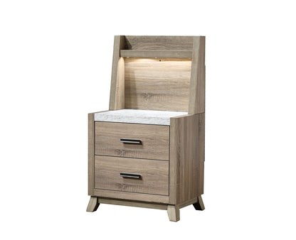 Tilston - Nightstand With Wall Panel - Natural