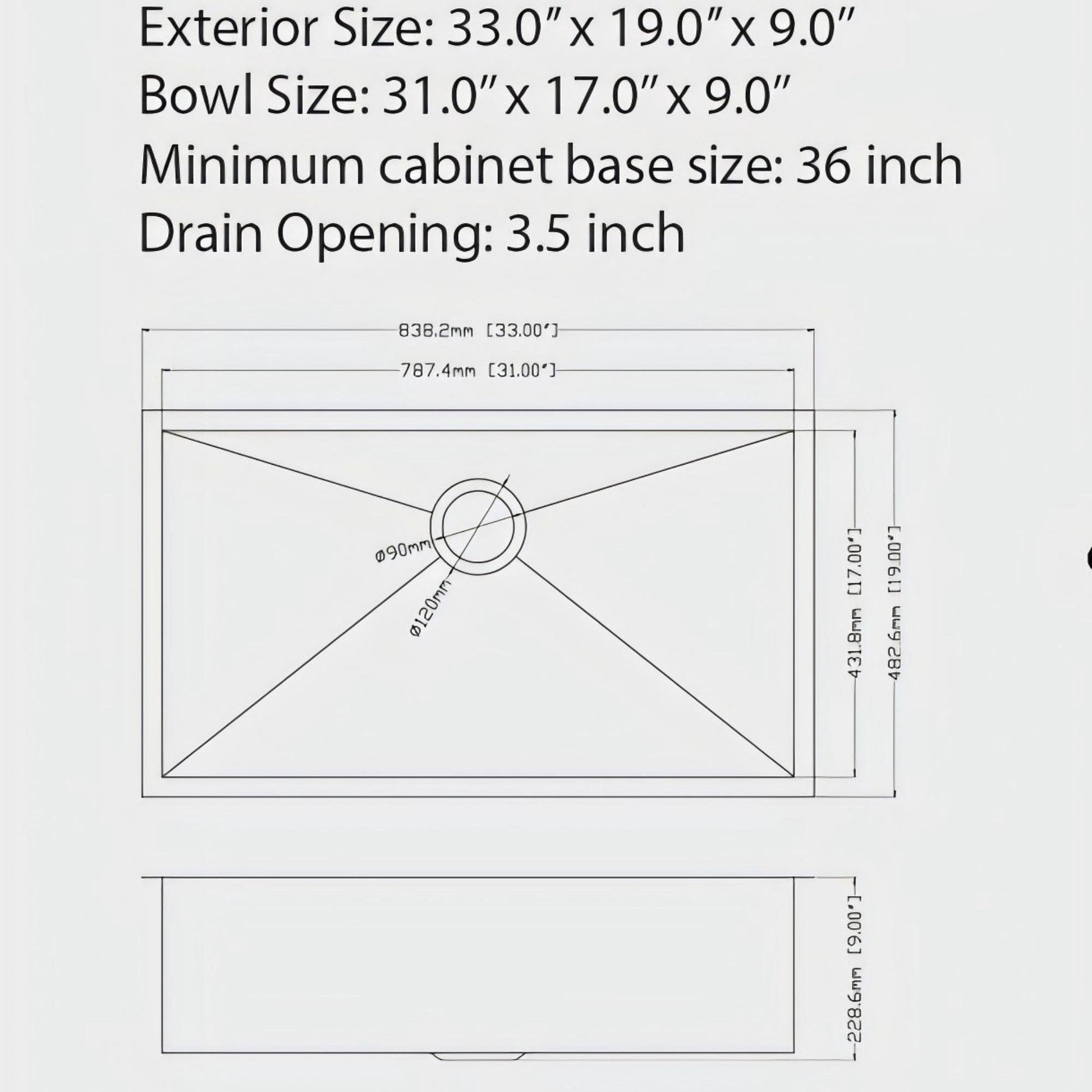Undermount Kitchen Sink 16 Gauge Single Bowl Stainless Steel
