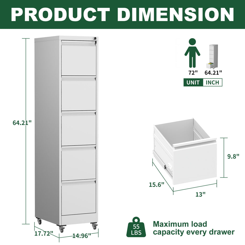 Drawer Metal Locking Vertical File Cabinet With Wheels Heavy Duty Lockable Storage
