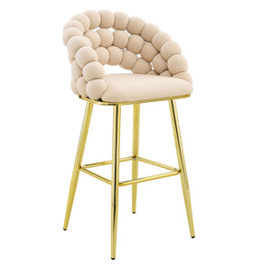 Bubble, Ball Chain Tufted Bar Chairs For Kitchen Island & Home Bar (Set of 2)