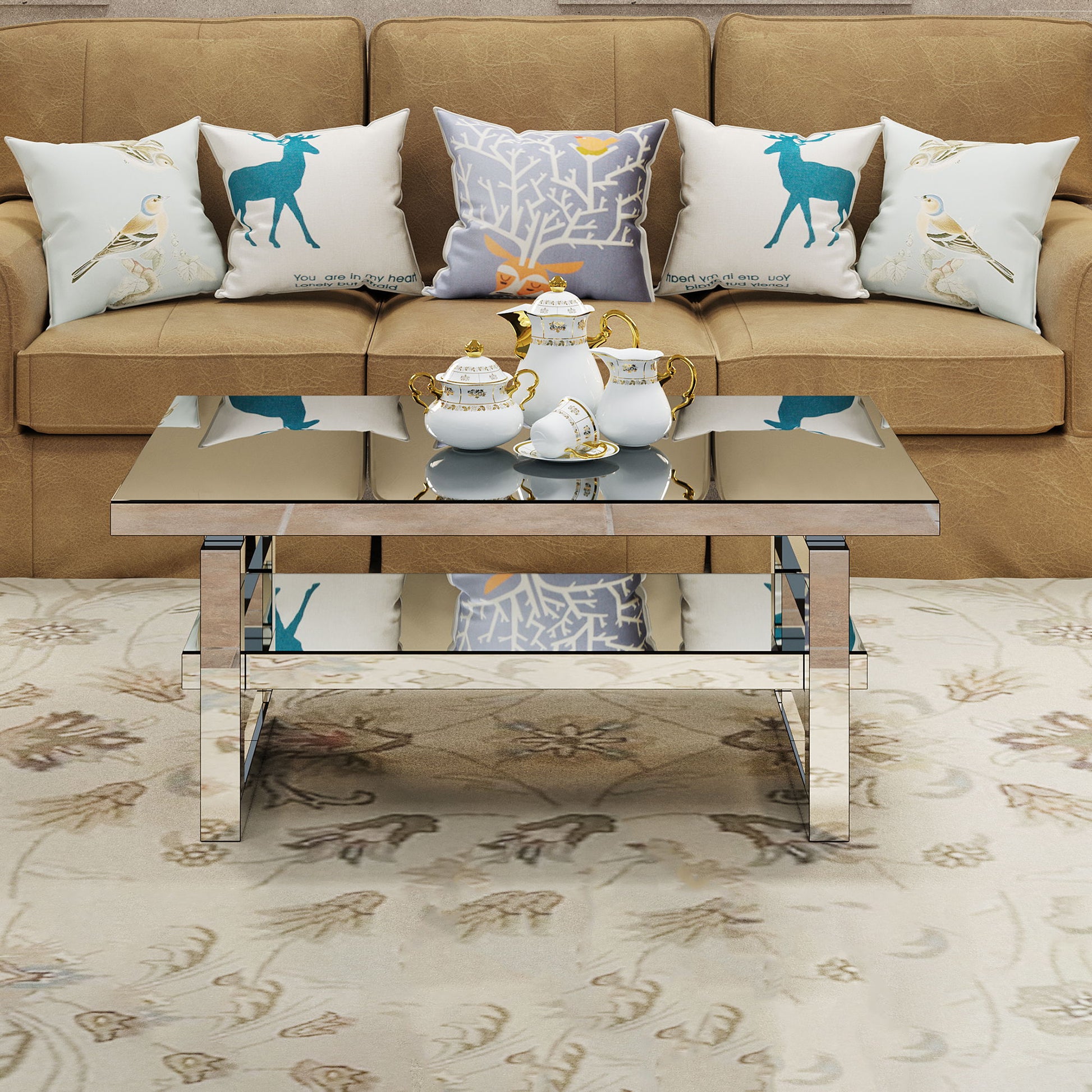 Square Coffee Table For Living Room - Silver