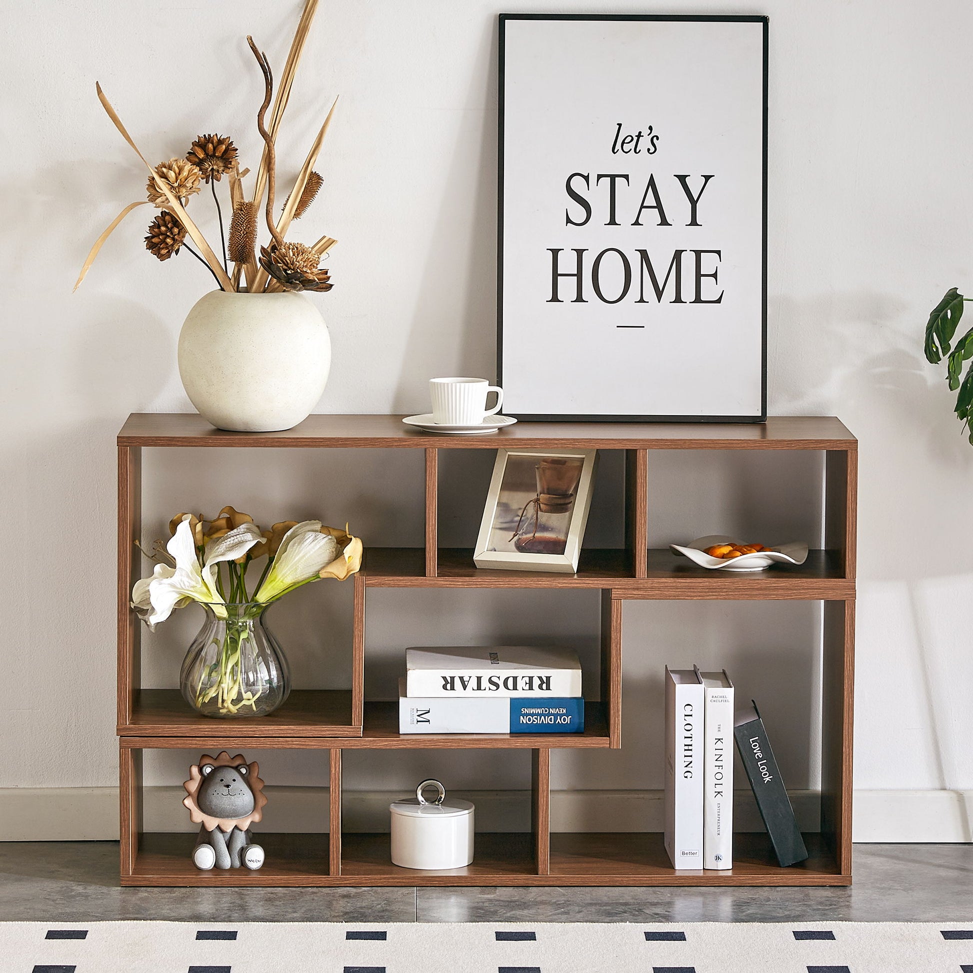 Minimalist Cube TV Stand With Adjustable Open Storage Shelves