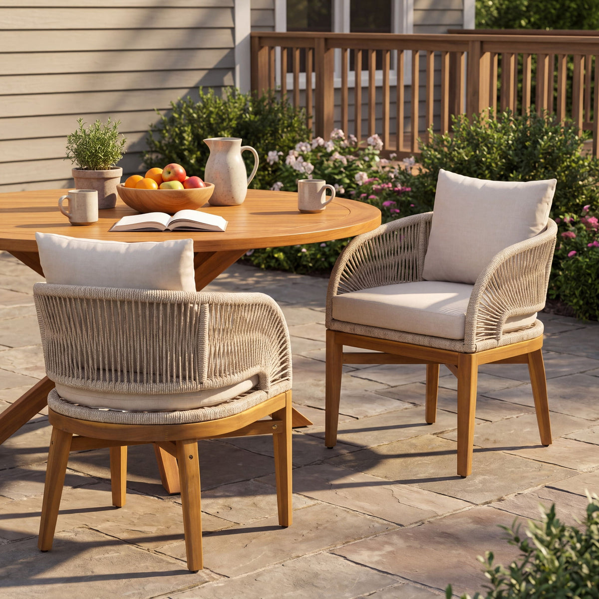 Outdoor Dining Chairs With Cushion (Set of 2)