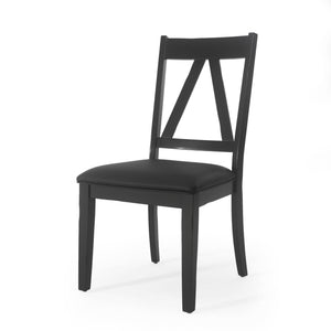Farmhouse Style Dining Chair With Upholstered Seating - Black
