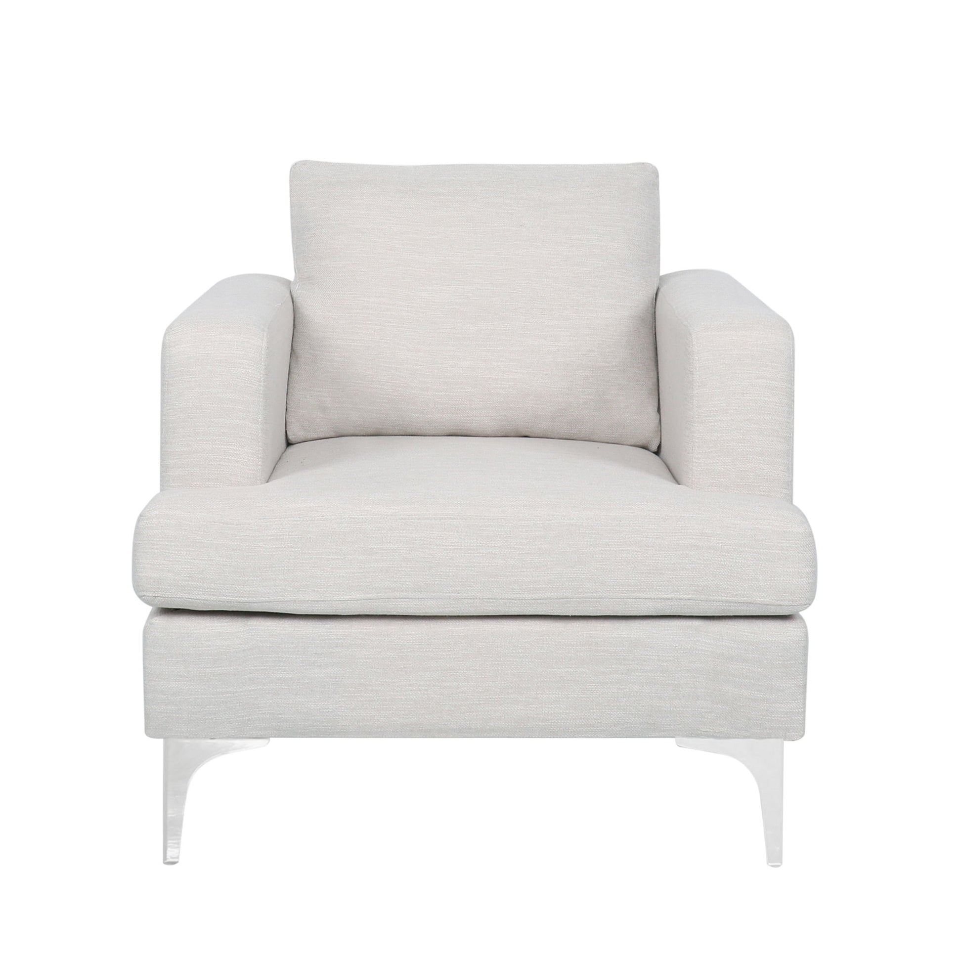 Upholstered Fabric Club Chair With Iron Legs - Beige